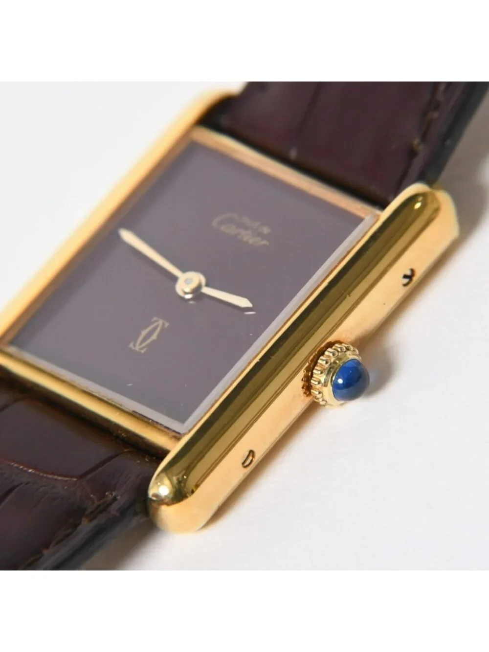 Cartier Tank LM Vermeil Must LM Watch Leather Bordeaux Dial Manual Wind
